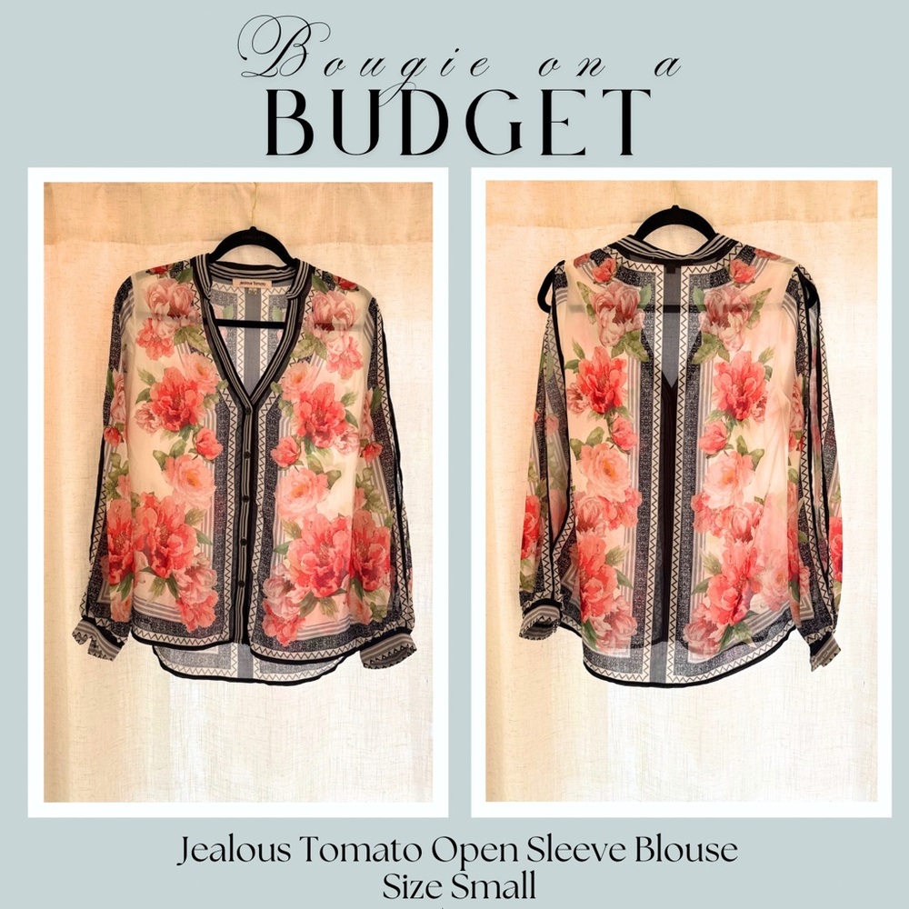 Jealous Tomato Pink Floral Sheer Blouse